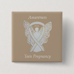 Teenager-Schwangerschaft Bewusstsein Weißer Ribbon Button