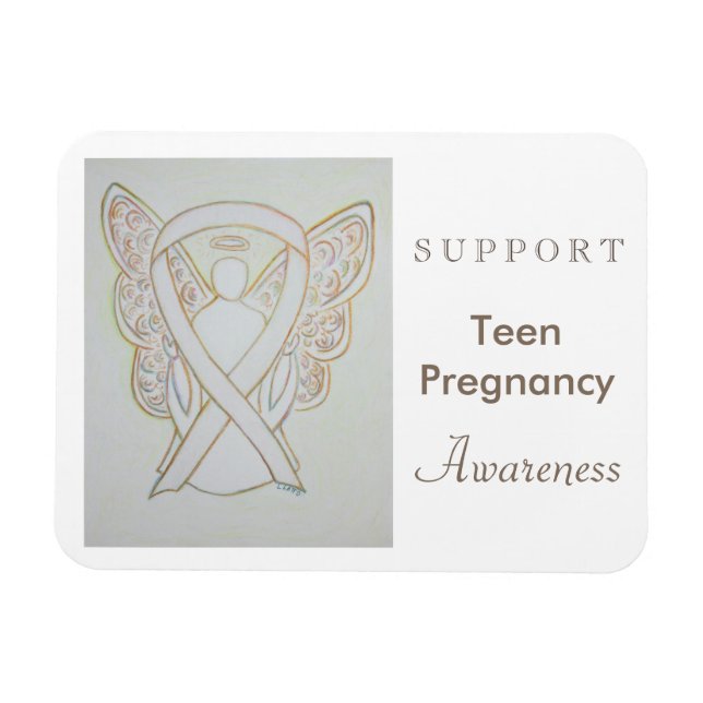 Teenager-Schwangerschaft Bewusstsein White Ribbon  Magnet (Horizontal)