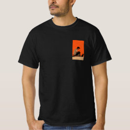 Teenager sitting on skateboard and next to his cat T-Shirt