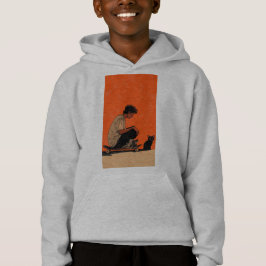 Teenager sitting on skateboard Lofi Hoodie