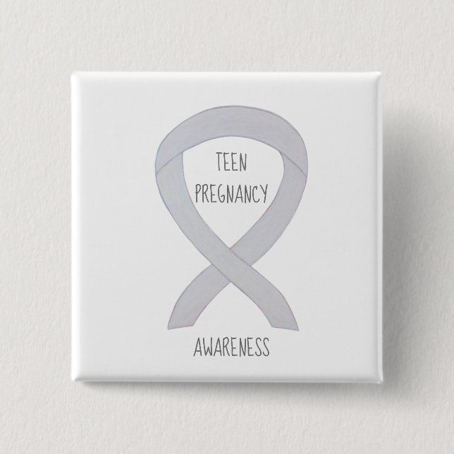 Teenagerbewusstsein Weißes Band Button (Vorderseite)