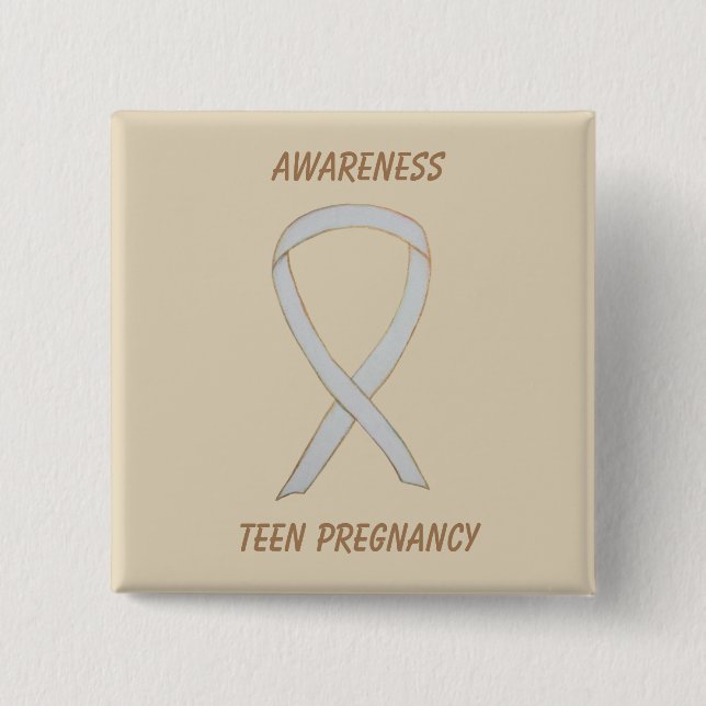 Teenagerbewusstsein Weißes Band Button (Vorderseite)