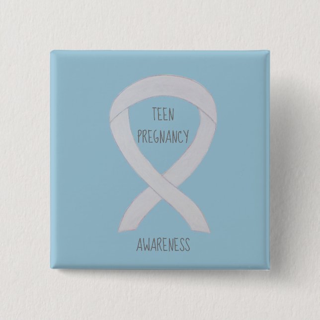 Teenagerbewusstsein Weißes Band Button (Vorderseite)