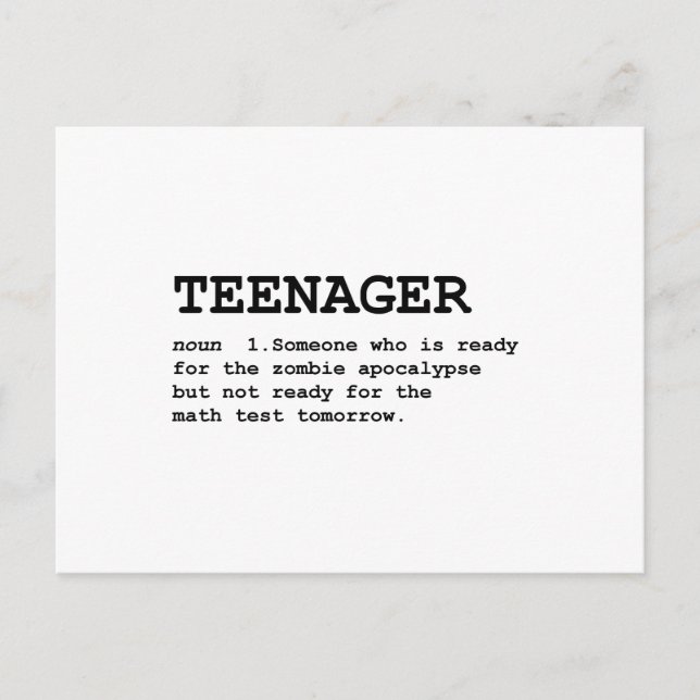 Teenagerdefinition Postkarte (Vorderseite)
