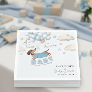 Teenie Weenie Dachshund Ballons Baby Shower Blau Serviette