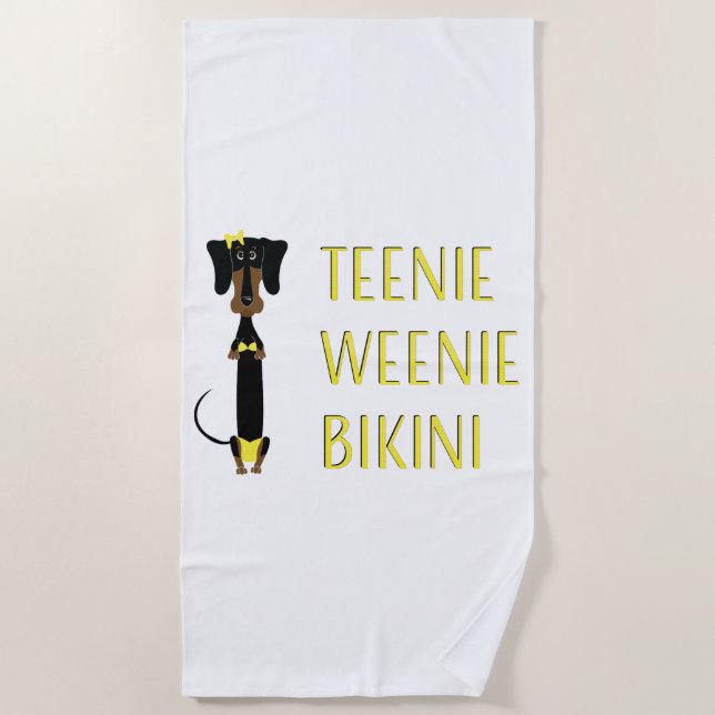 Teenie Würstchen-Bikini-Dackel Strandtuch (Vorderseite)