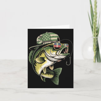 Teens boy camo bass fishing american flag fishing karte