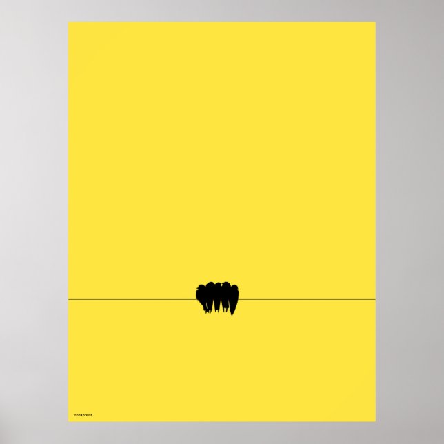 Teeny Art poster gelbe grafische Vögel auf einem D (Vorne)