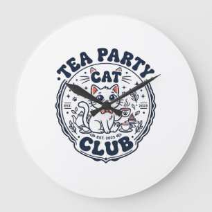 Teeparty-Katzchen-Hemd Kunst - Teeparty-Katzchen  Große Wanduhr