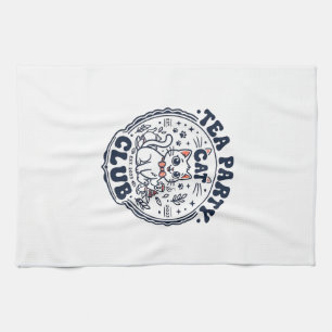 Teeparty-Katze Haustierliebhaber-Shirt Kunst - Tee Geschirrtuch