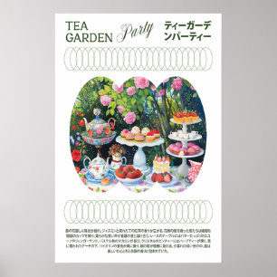 Teeparty-Kunstprint Pastell-Torten, Teekannen, Blu Poster