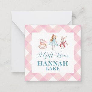 Teeparty-Rosa Gingham-Mädchen-Geschenk Mitteilungskarte