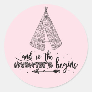 Teepee Adventure Commence Favor Sticker