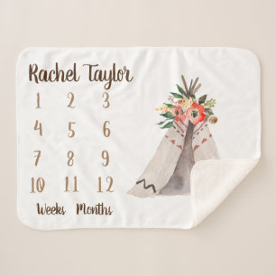 Teepee Boho Monatsmeilenstein Sherpa Decke Sherpadecke