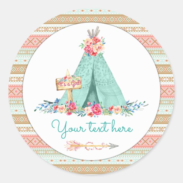 TeePee Boho Tribal Aztec Gefallen Geschenk Vielen  Runder Aufkleber (Vorderseite)