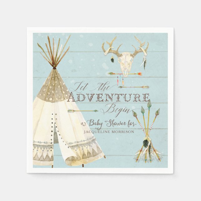 Teepee Boho Tribal Deer Arrows Boy Baby Dusche Serviette (Vorderseite)