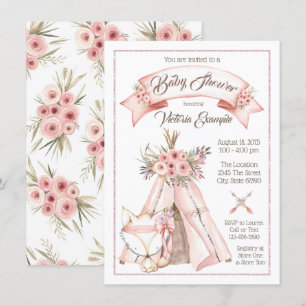 TeePee Fox Girl Tribal Baby Shower Einladungen