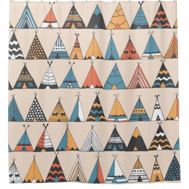 Teepee Muster. Wigwam-Sommerzelt Duschvorhang (Vorderseite)