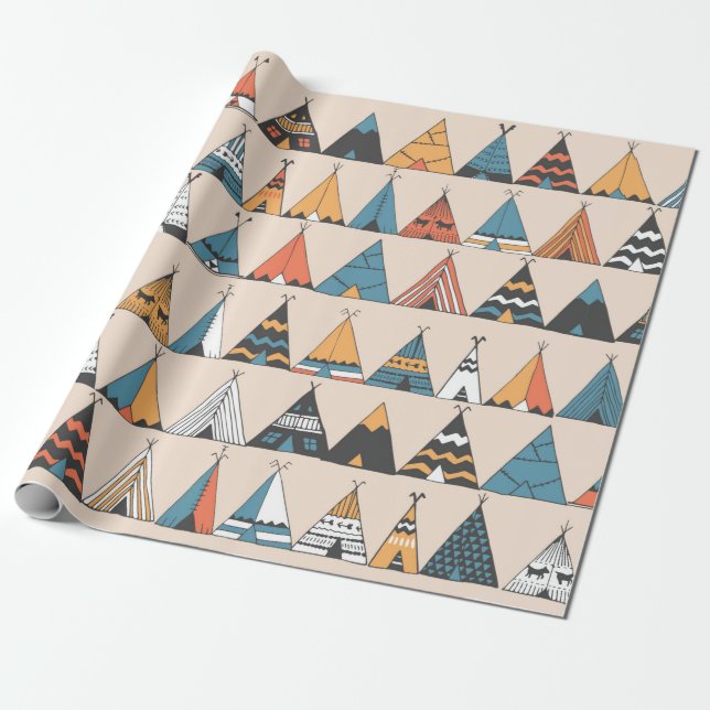 Teepee Muster. Wigwam-Sommerzelt Geschenkpapier (Ungerollt)