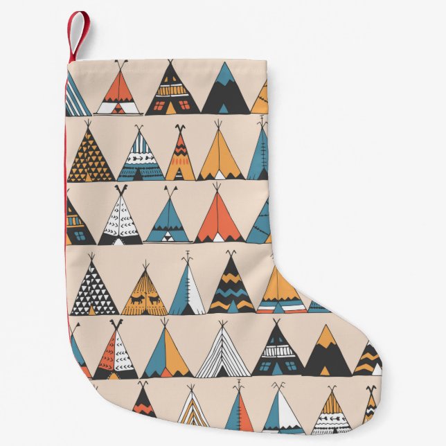 Teepee Muster. Wigwam-Sommerzelt Kleiner Weihnachtsstrumpf (Vorderseite)