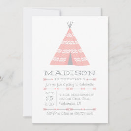 TeePee Tent Geburtstagsparty Einladung für Kinder