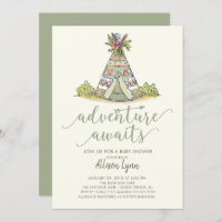 Teepee Tribal Baby Shower Einladung