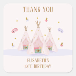 Teepee Wellness-Center Birthday Party Quadratischer Aufkleber