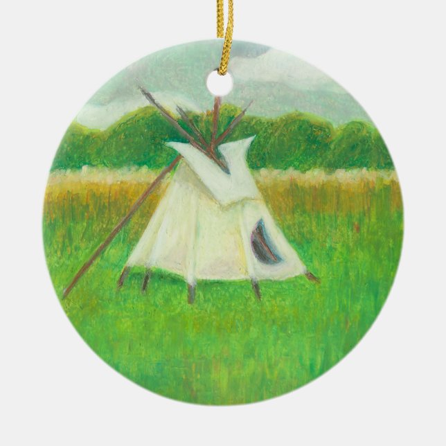 Teepee-zentrale Minnesota-Landschaft, die Tipi Keramikornament (Vorne)