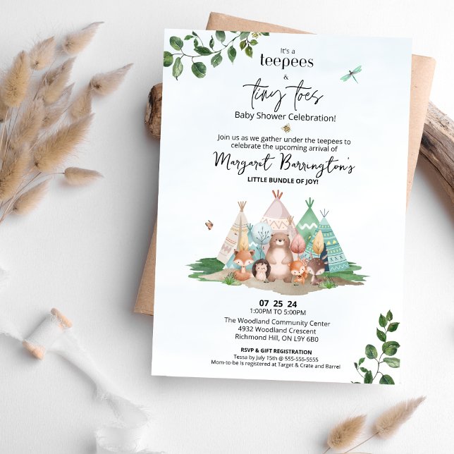 Teepees and Tiny Toes Baby Shower Invitation Einladung (Von Creator hochgeladen)