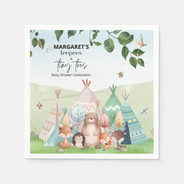 Teepees und Tiny Toes Paper Napkins Serviette (Vorderseite)