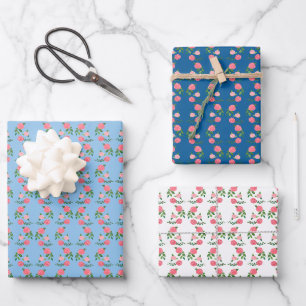 Teerosen-Muster Süße Blumen Weiblich Geschenkpapier Set