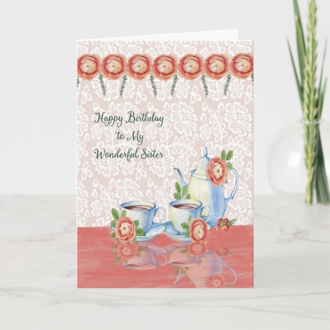 Tees Time Birthday Card für Ihre Schwester Karte (Vorderseite)