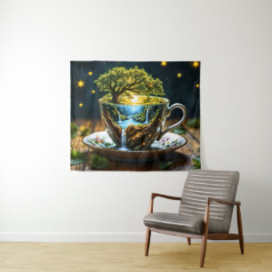 Teeset surreale Wasserfall Küchendekoration Kunst Wandteppich