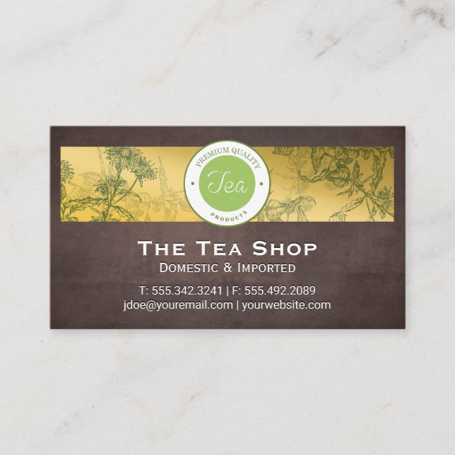 Teeshop Kräutertees Pflanze Business Card Visitenkarte (Vorderseite)