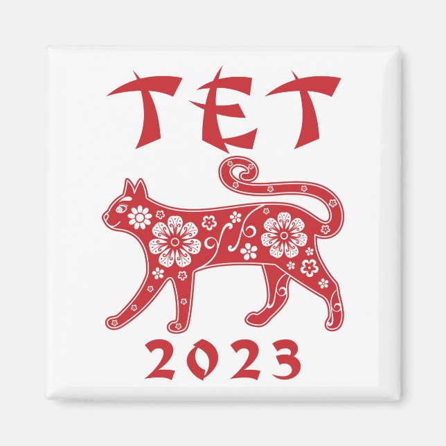 Teet 2023 Vietnamese New Year of the Cat Magnet (Vorne)