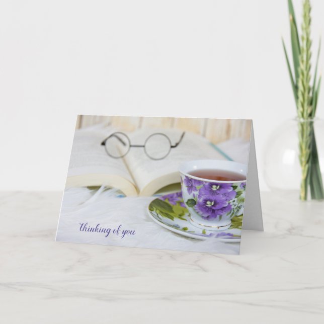 Teetasse auf Pelz, die an dich denkt Karte (Vorderseite)