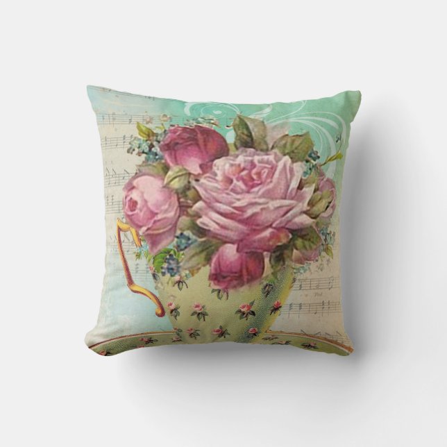 Teetasse Blume Kissen (Vorderseite)