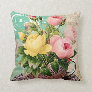 Teetasse Blume Kissen