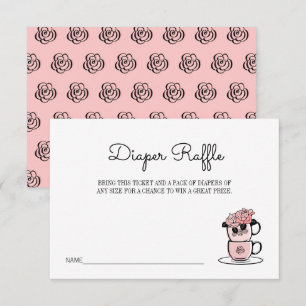 Teetasse & Blumen Baby Shower Windel-Raffle-Ticket Einladung