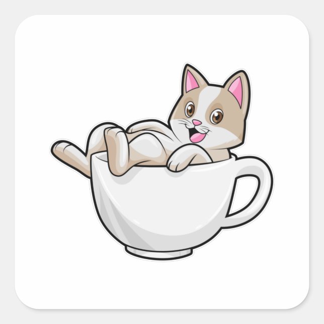 Teetasse Quadratischer Aufkleber (Vorderseite)