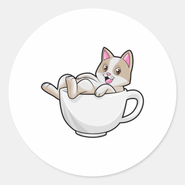 Teetasse Runder Aufkleber (Vorderseite)