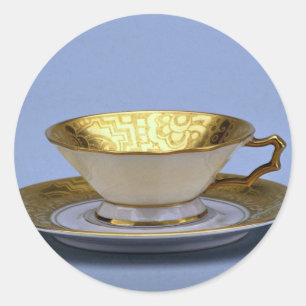 Teetasse und Untertasse aus dem 20. Jahrhundert, B Runder Aufkleber