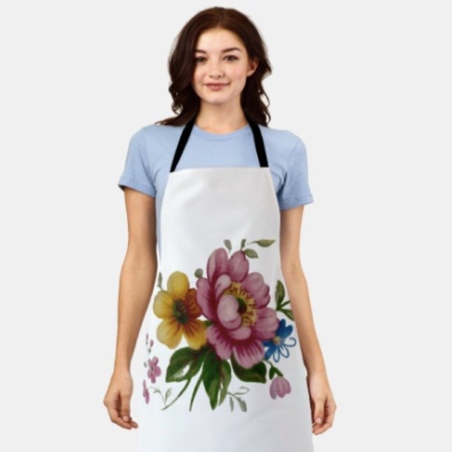 Teetassen-Blumenstrauß  Schürze ( Apron 100% polyester machine washable.
)