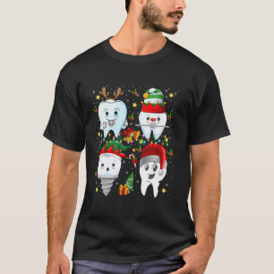 Teeth Dentist Reindeer Elf Weihnachtsmannmütze Too T-Shirt