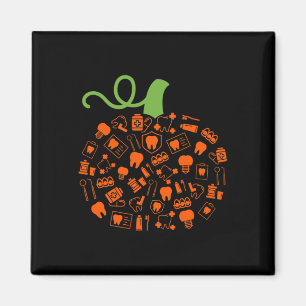 Teeth Ghost Pumpkin Hexenhut Zahnheilzahn Zahnzent Magnet