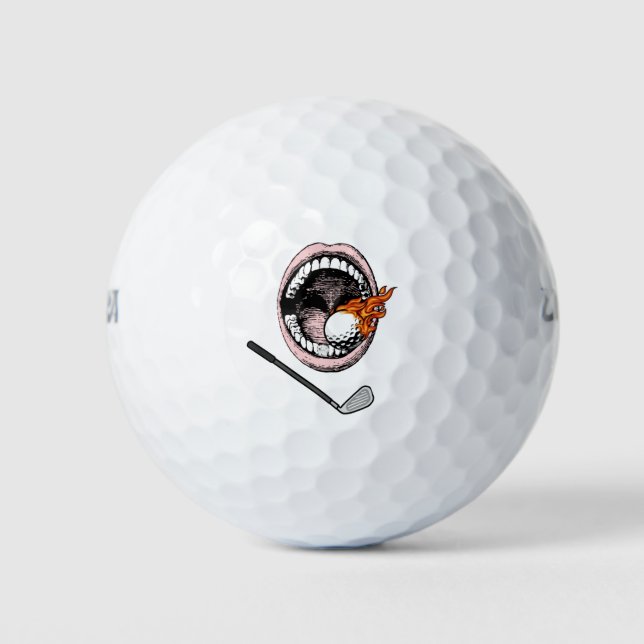 Teeth Golf Ball mit Flammen Golf Ball für Zahnärzt (Vorderseite)