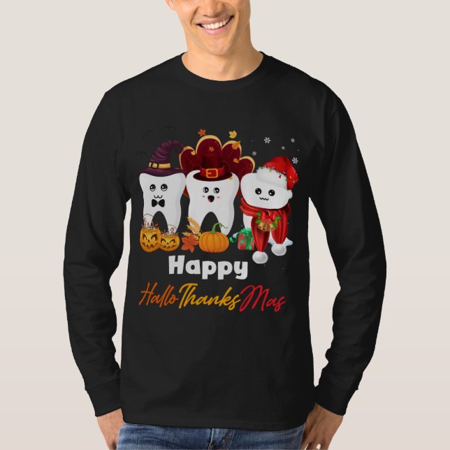 Teeth HalloDankeMas Halloween Erntedank Christ T-Shirt (Vorderseite)