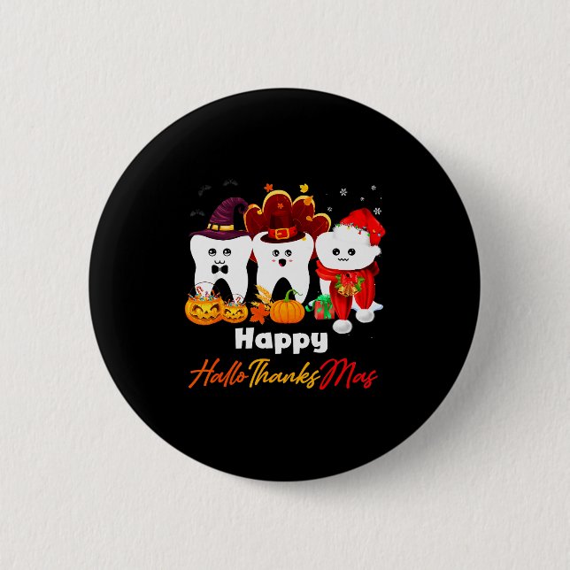 Teeth Hallothanksmas Halloween Thanksgiving Christ Button (Vorderseite)