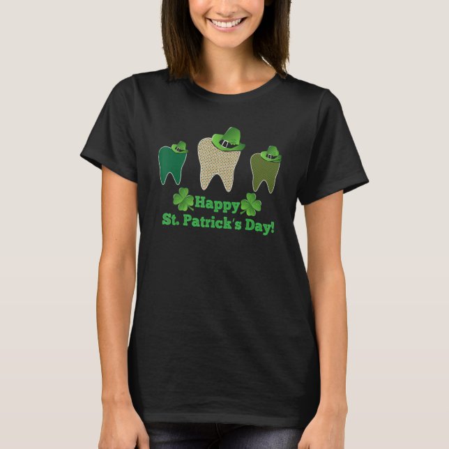 Teeth Leprechaun Hat Happy Saint Patrick's Day Den T-Shirt (Vorderseite)