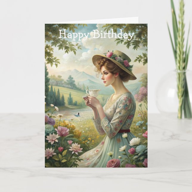 Teetrinken im Garten Karte (Vorderseite)